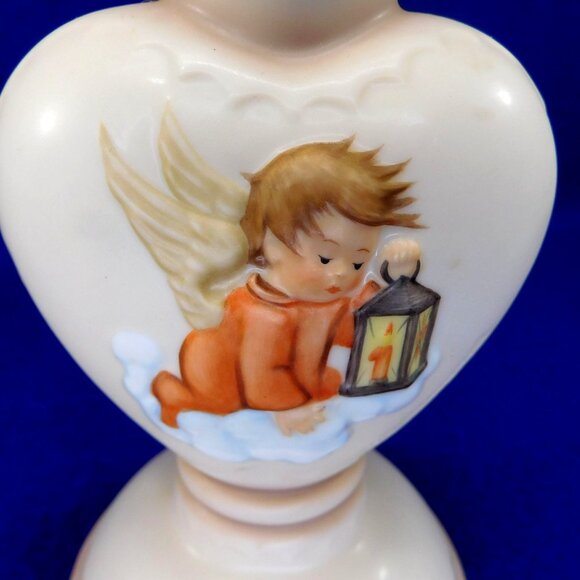 2 Hummel Goebel Angel Heart Shaped Ceramic Candle Holders / Candlesticks Vintage - Picture 6 of 8